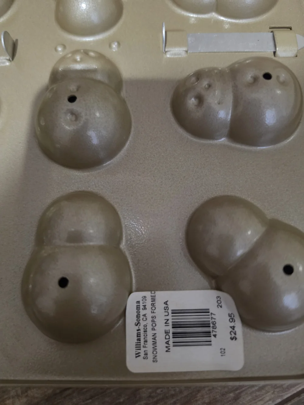 Williams Sonoma Novelty Snowman Cake Pop / Mini Muffin Pan in Metallic Gold New